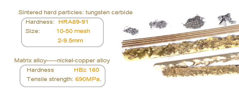 Flux Coated composite Rod containing tungsten carbide in alloy matrix